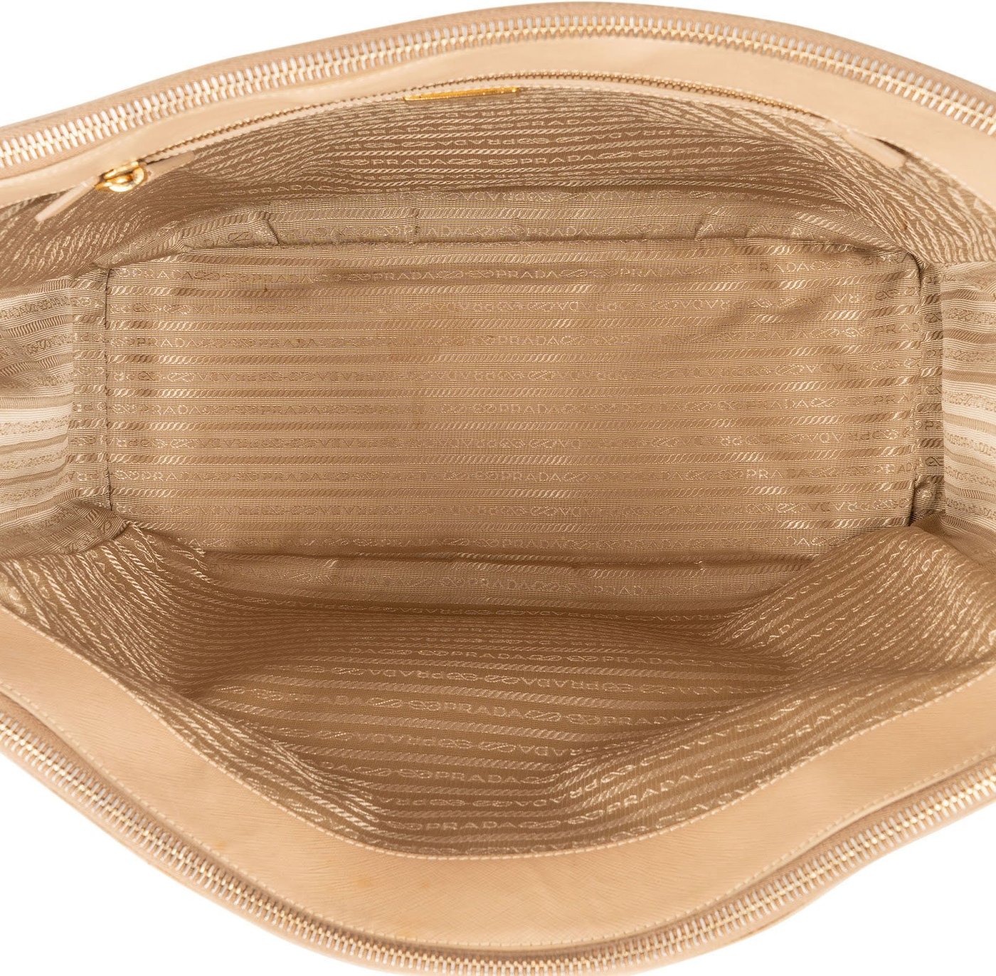 Prada Beige Saffiano Leather Double Zip Galleria Handbag