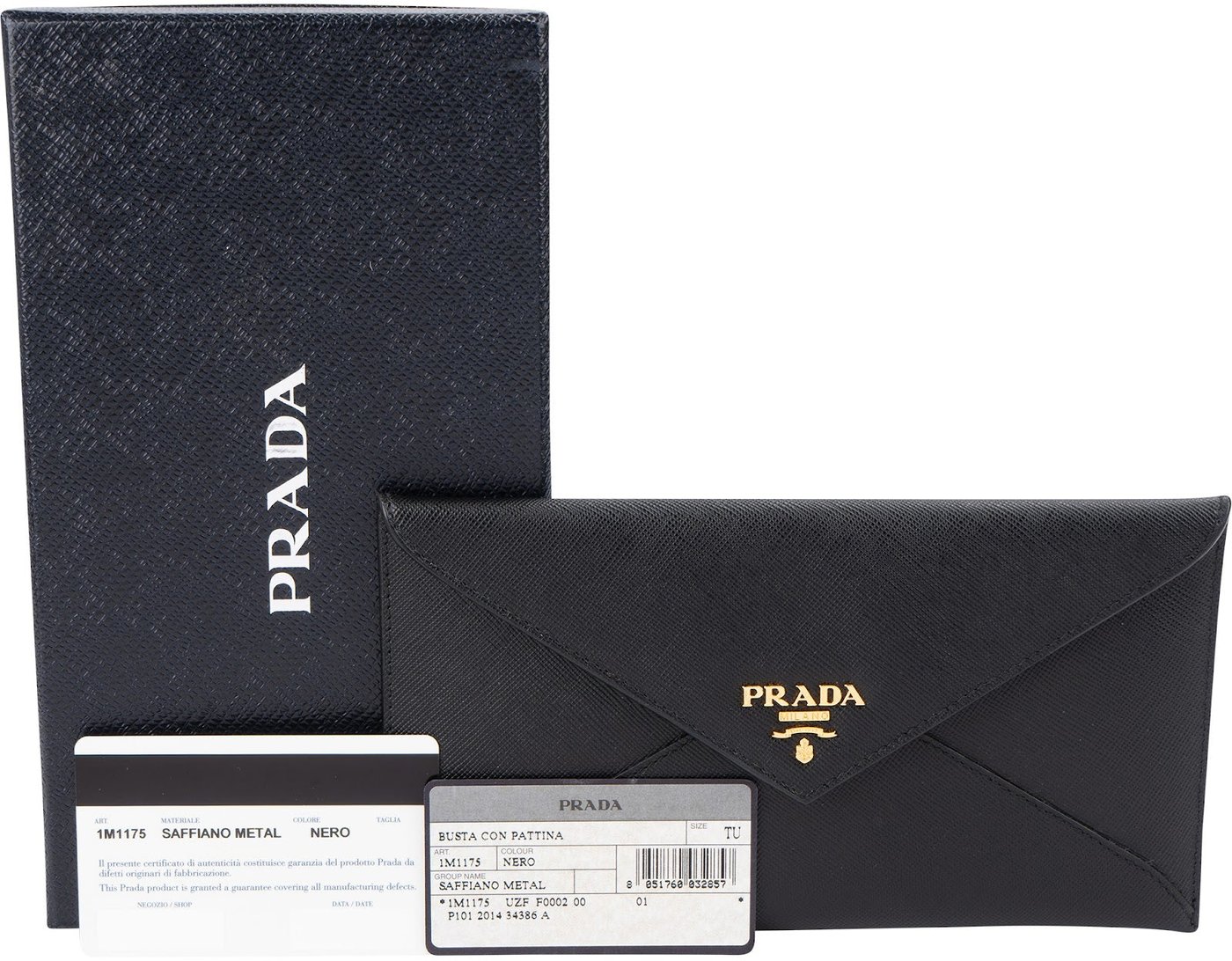 Prada Black Saffiano Leather Envelope Wallet