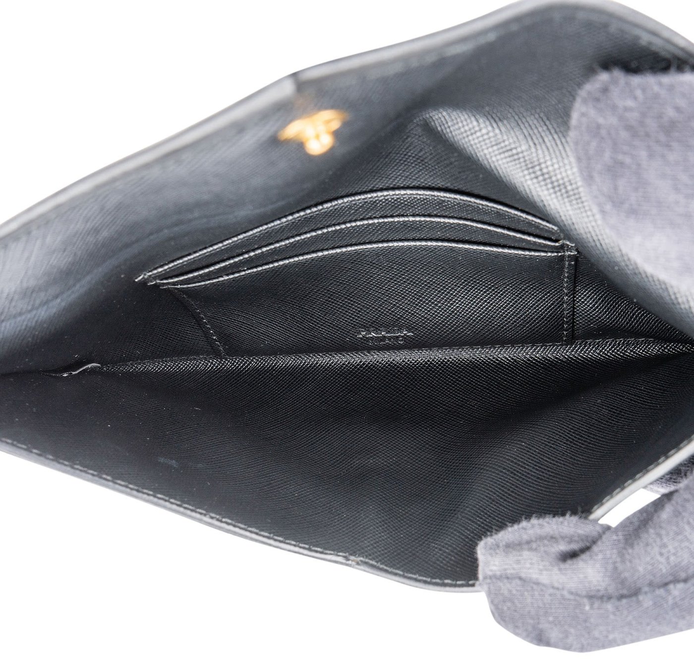 Prada Black Saffiano Leather Envelope Wallet
