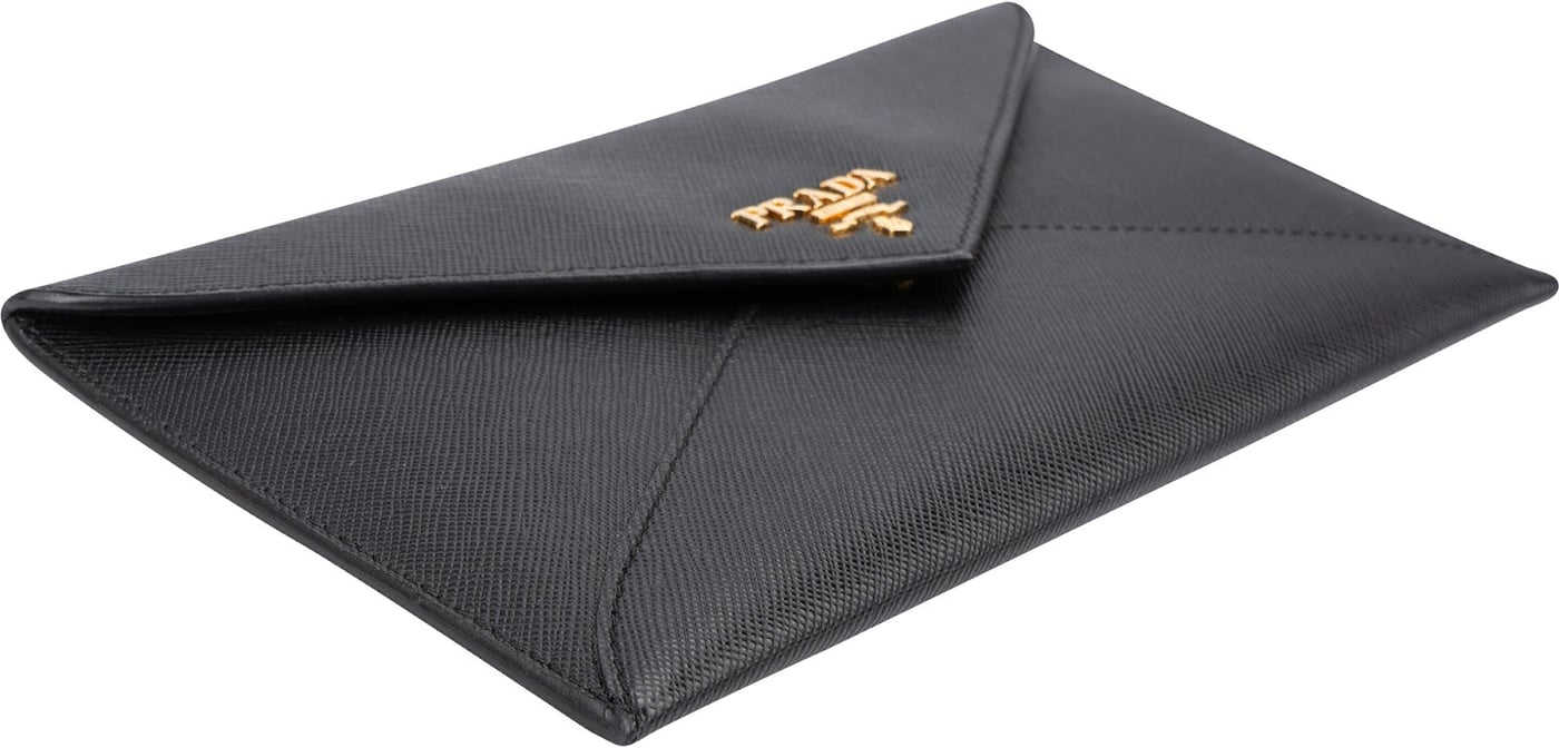 Prada Black Saffiano Leather Envelope Wallet