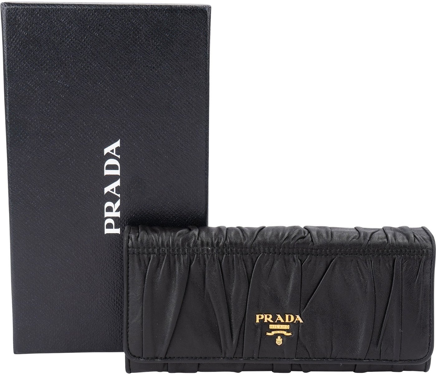 Prada Black Nappa Gaufre Leather Continental Wallet