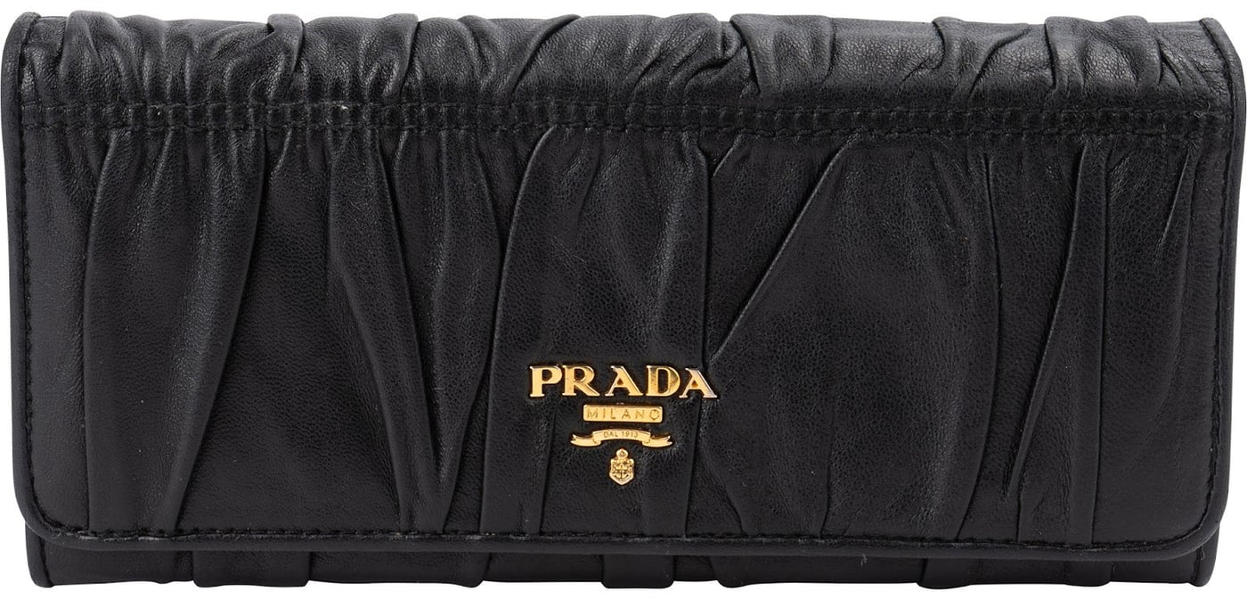 Prada Black Nappa Gaufre Leather Continental Wallet