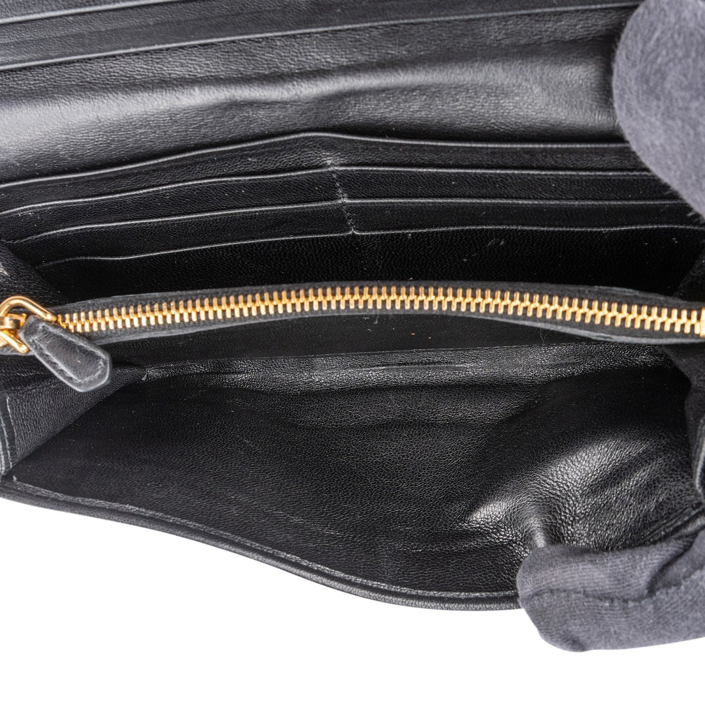 Prada Black Nappa Gaufre Leather Continental Wallet