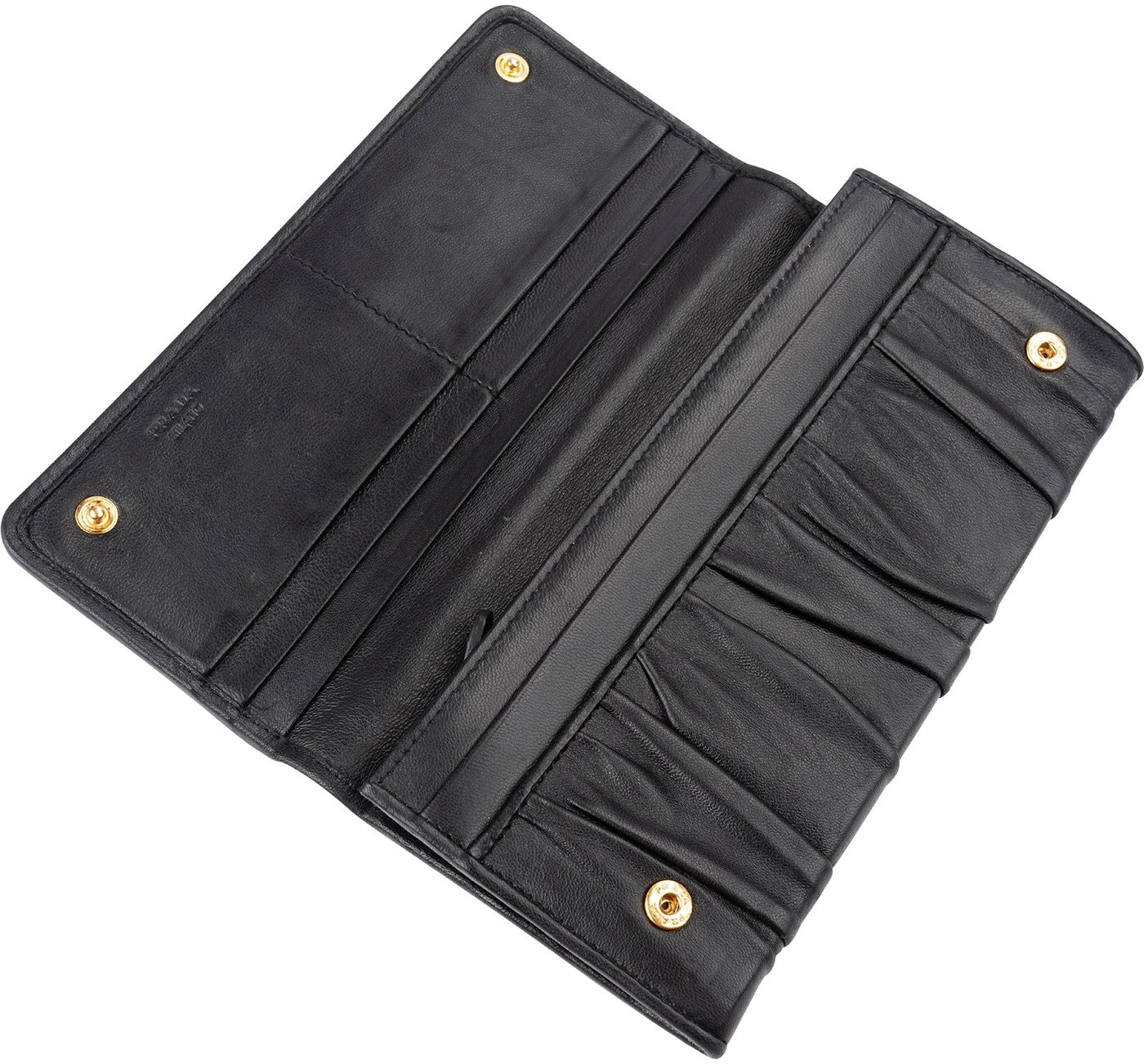 Prada Black Nappa Gaufre Leather Continental Wallet