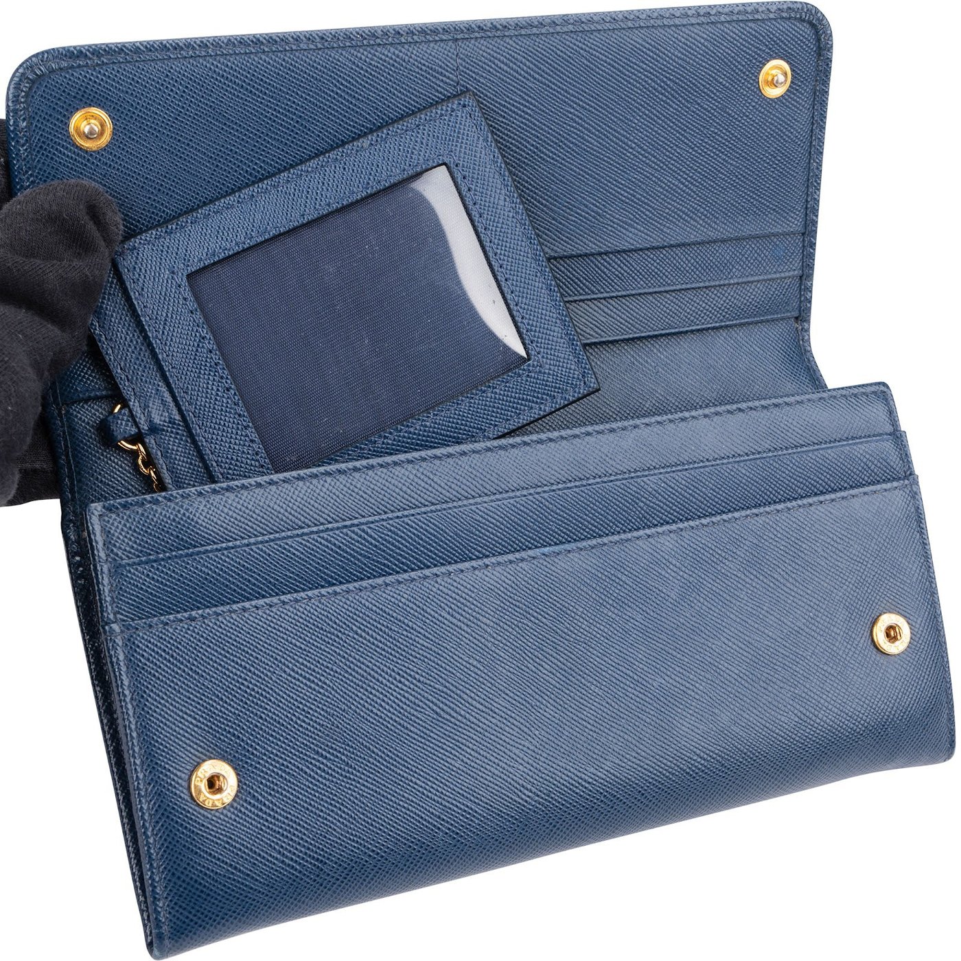 Prada Blue Saffiano Metal Continental Wallet