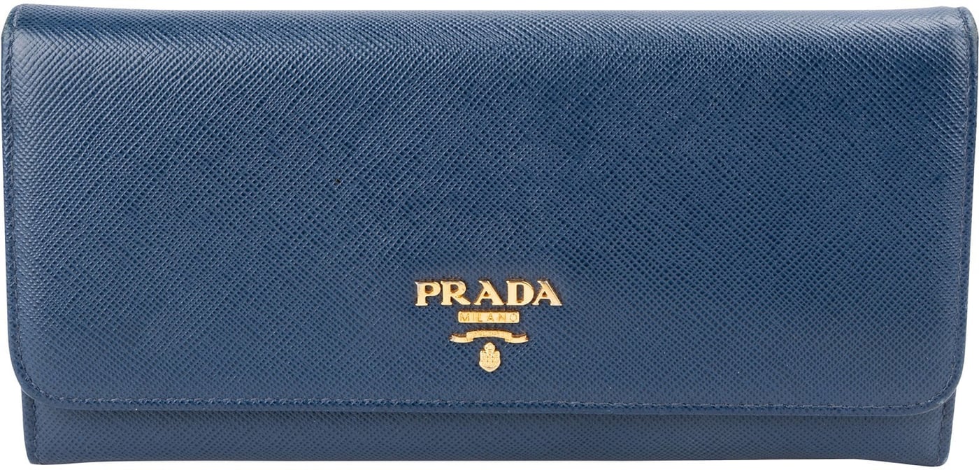 Prada Blue Saffiano Metal Continental Wallet