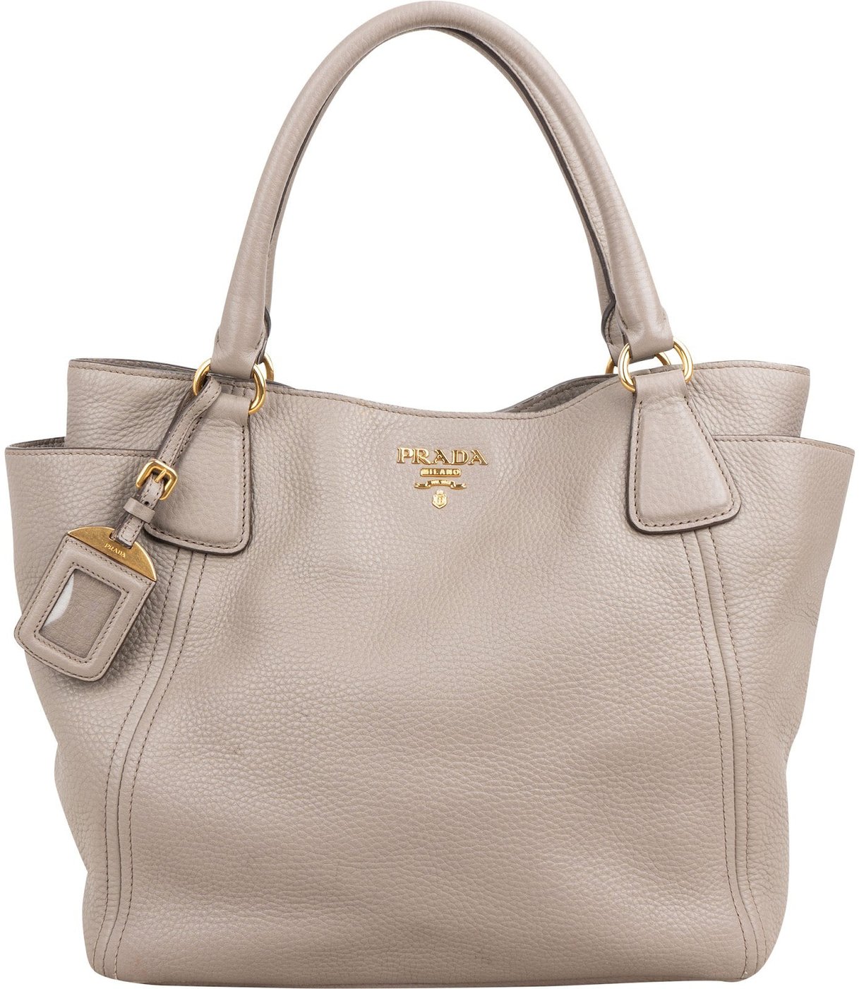 Prada Grey Vitello Daino Tote Handbag