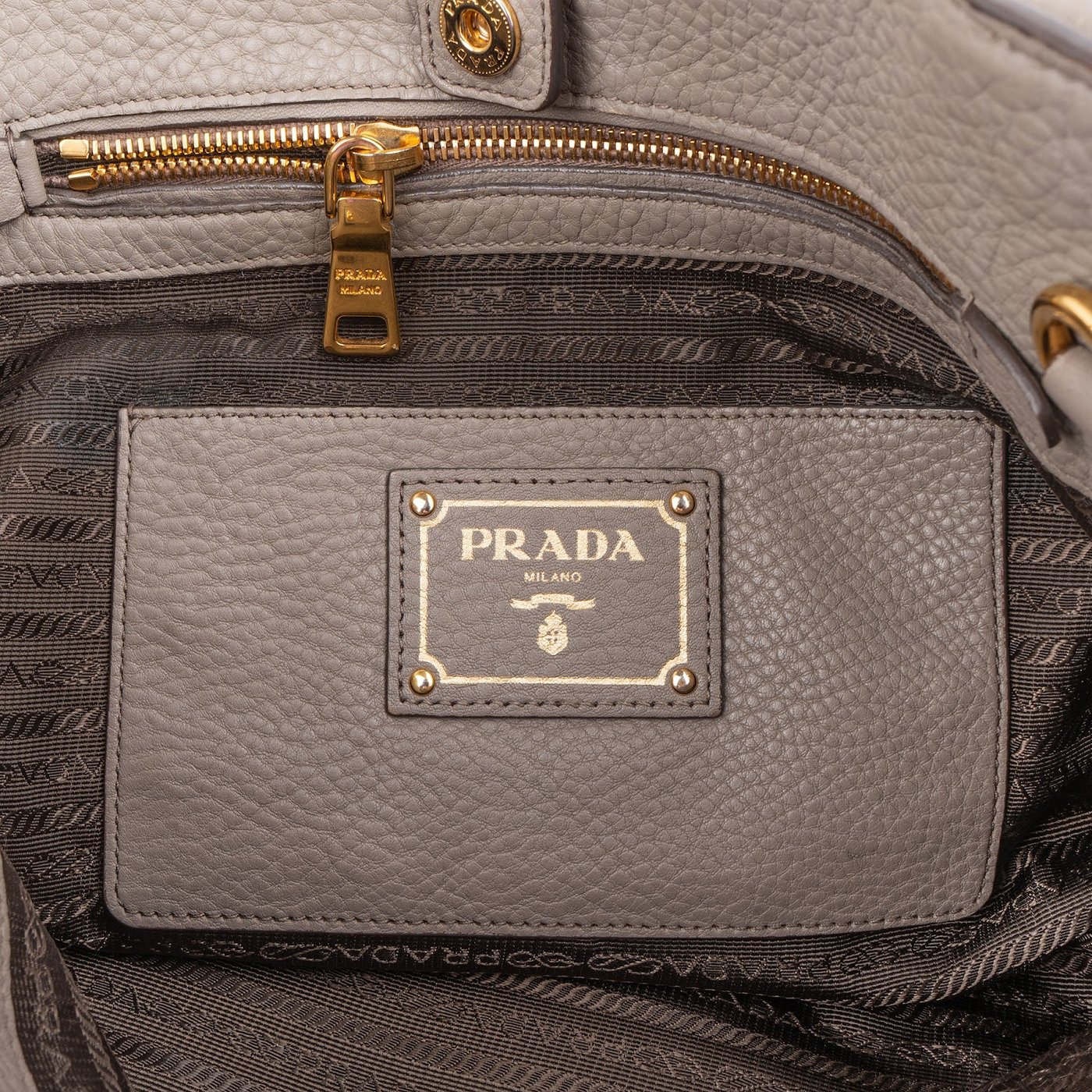 Prada Grey Vitello Daino Tote Handbag