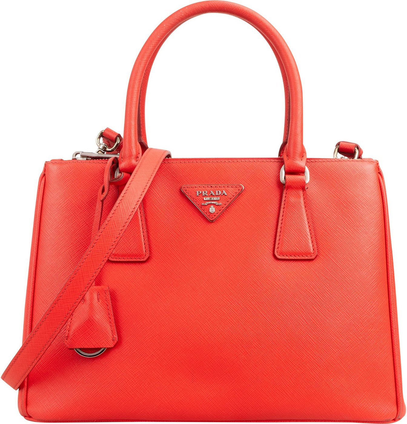 Prada Red Saffiano Leather Galleria Tote Handbag
