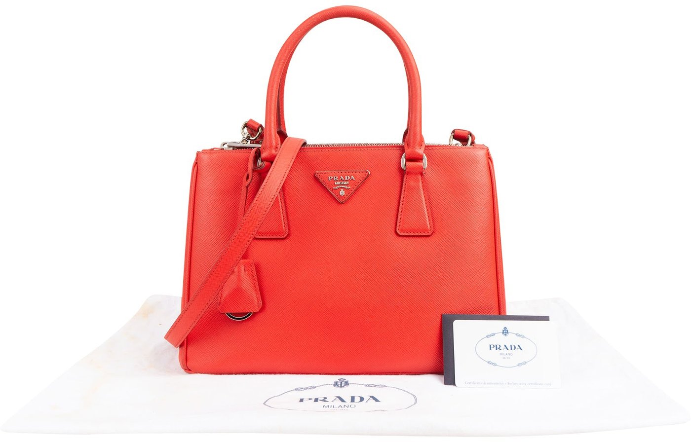 Prada Red Saffiano Leather Galleria Tote Handbag