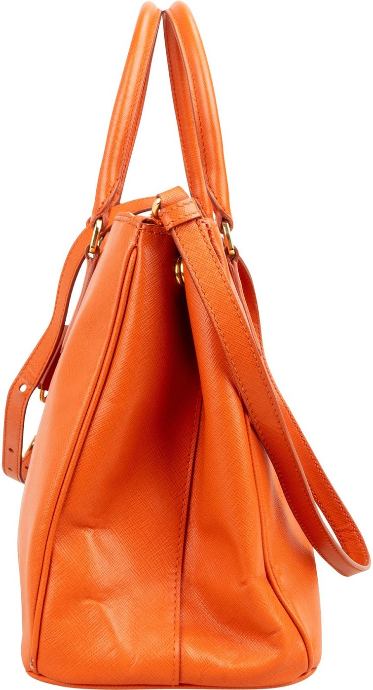 Prada Orange Saffiano Leather Galleria Tote Handbag