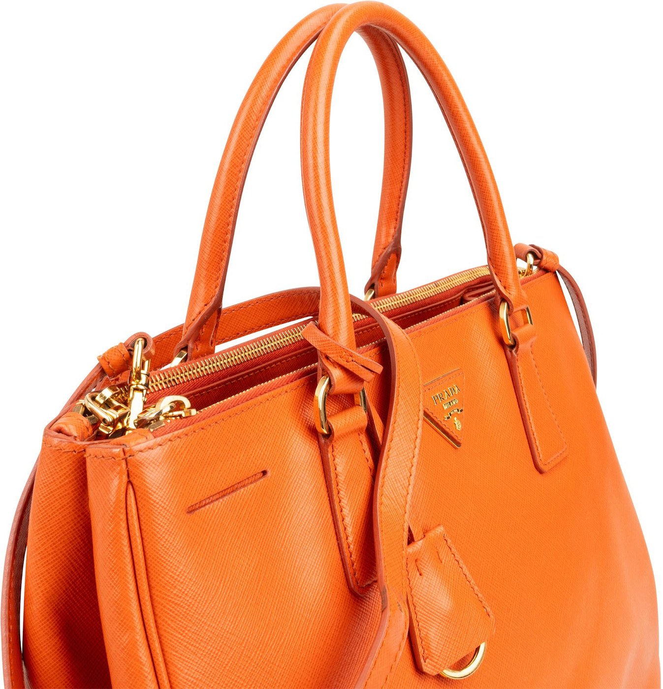 Prada Orange Saffiano Leather Galleria Tote Handbag