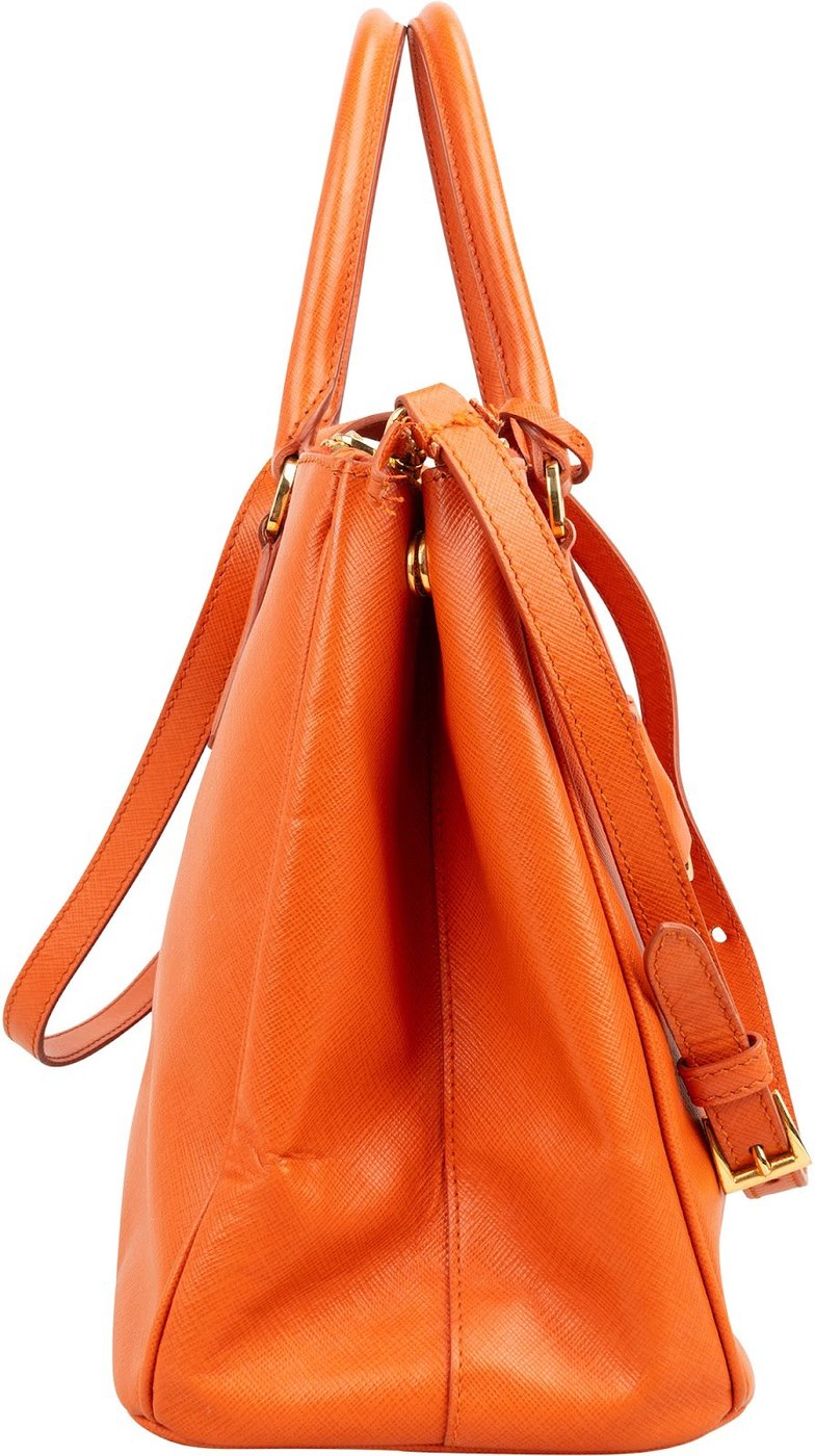 Prada Orange Saffiano Leather Galleria Tote Handbag