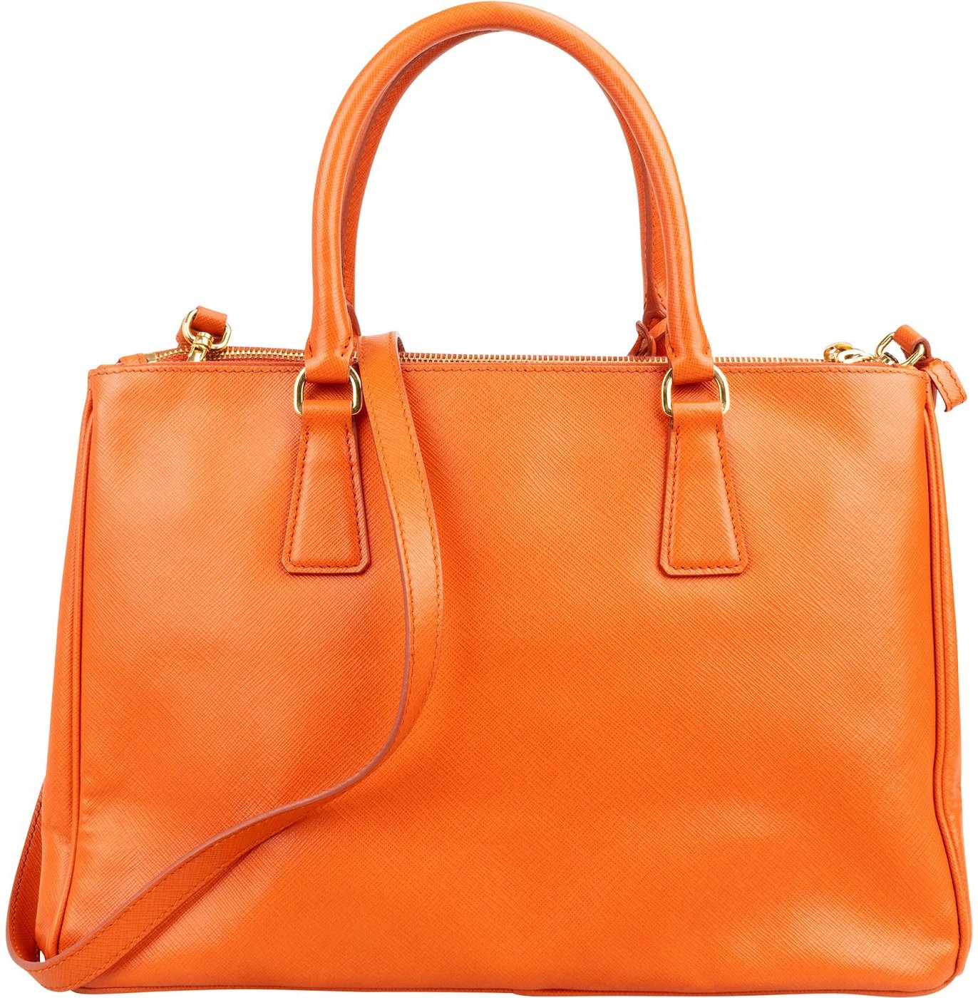 Prada Orange Saffiano Leather Galleria Tote Handbag