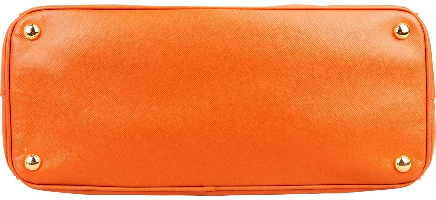 Prada Orange Saffiano Leather Galleria Tote Handbag