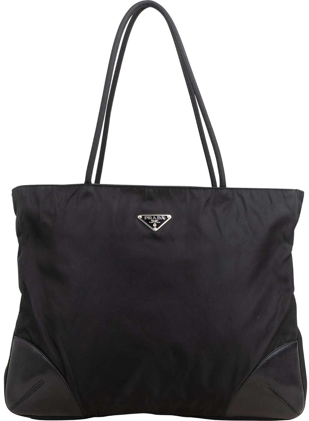 Prada Tessuto Leather Triangle Tote Shoulder Bag