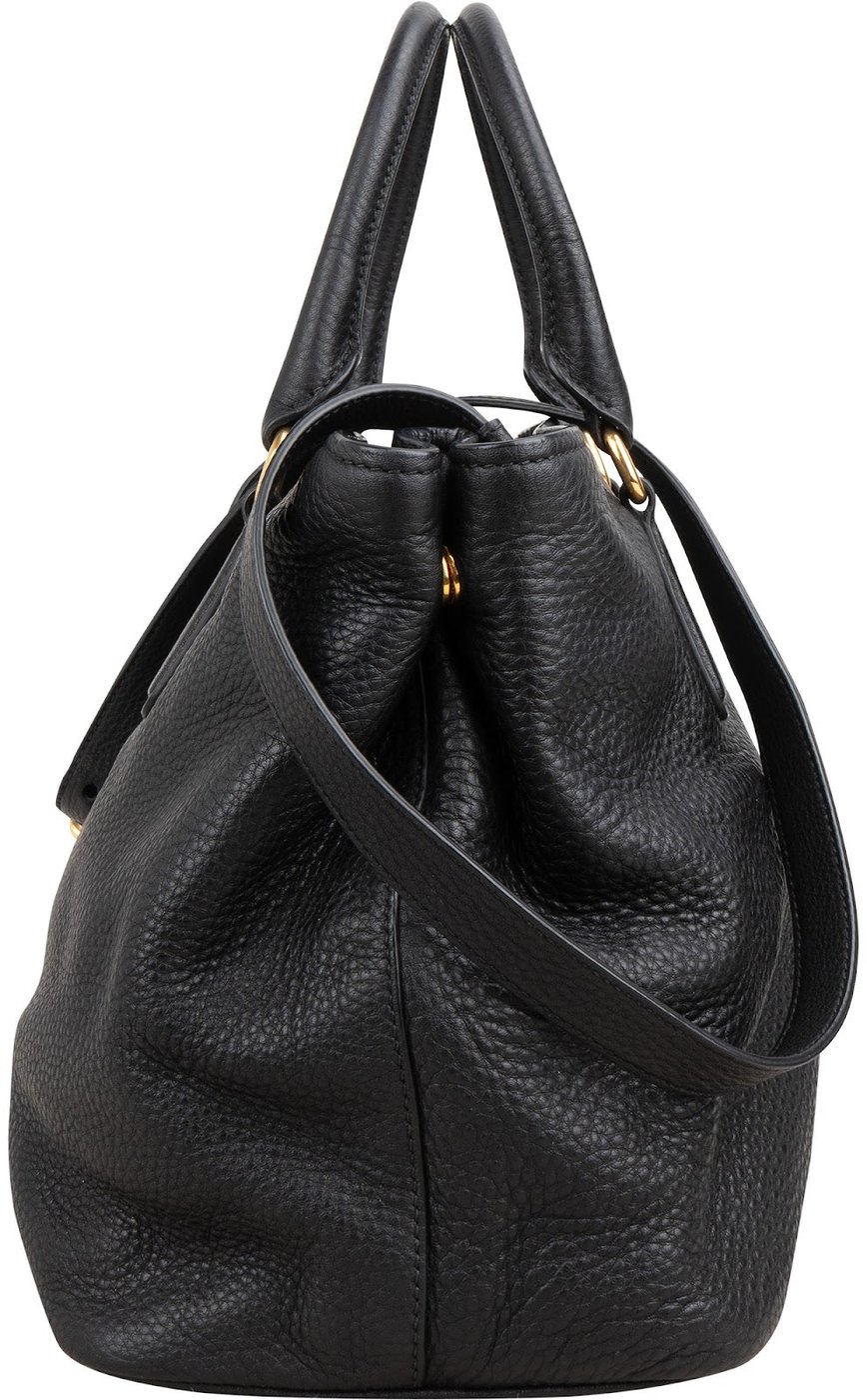 Prada Black Vitello Daino Leather Tote Handbag