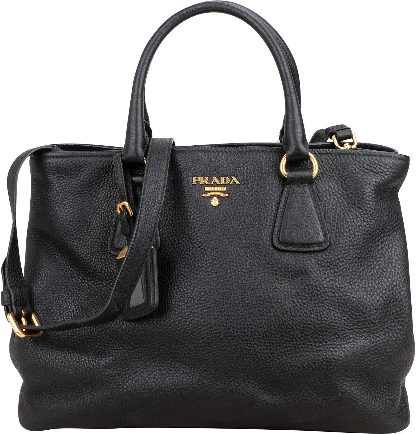 Prada Black Vitello Daino Leather Tote Handbag