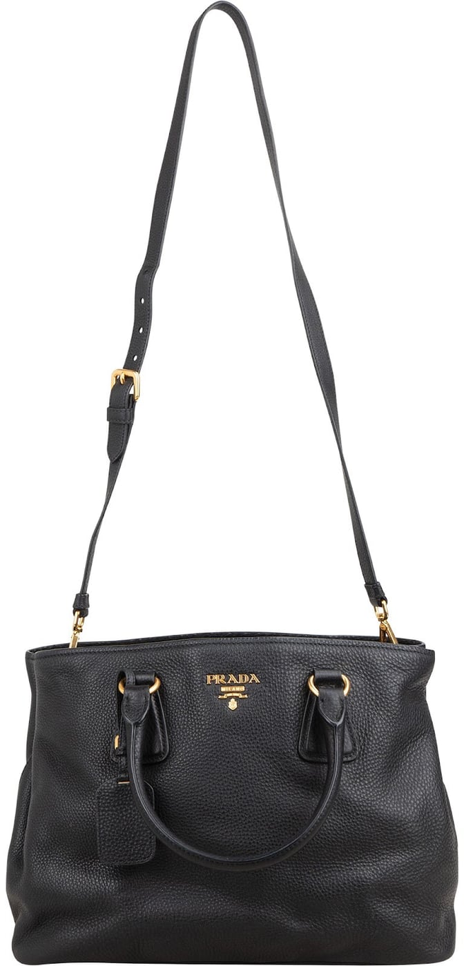 Prada Black Vitello Daino Leather Tote Handbag