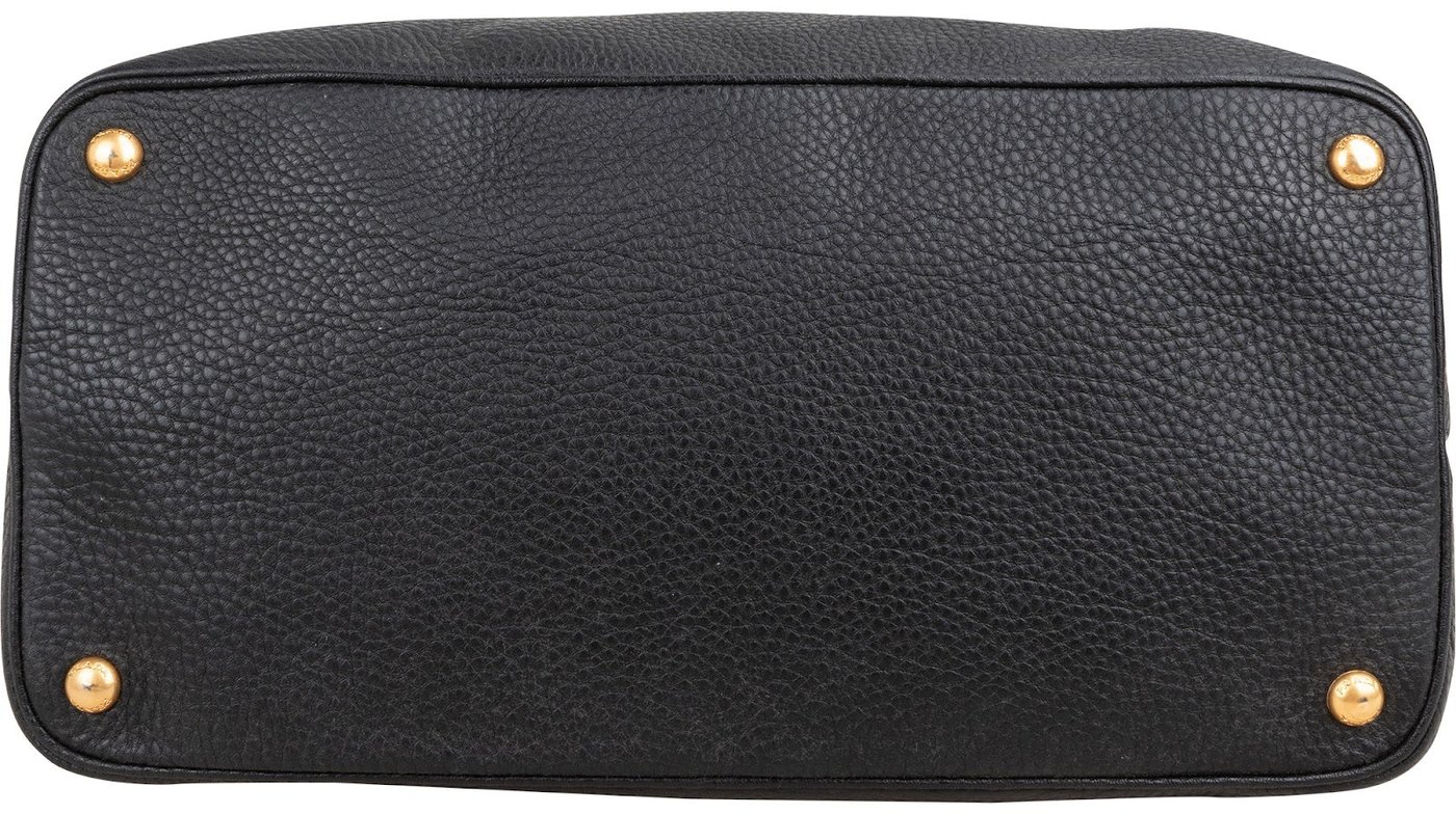 Prada Black Vitello Daino Leather Tote Handbag