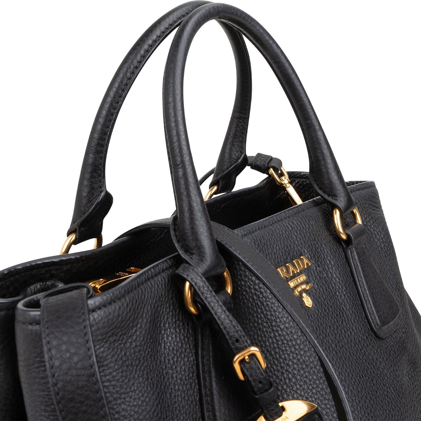 Prada Black Vitello Daino Leather Tote Handbag