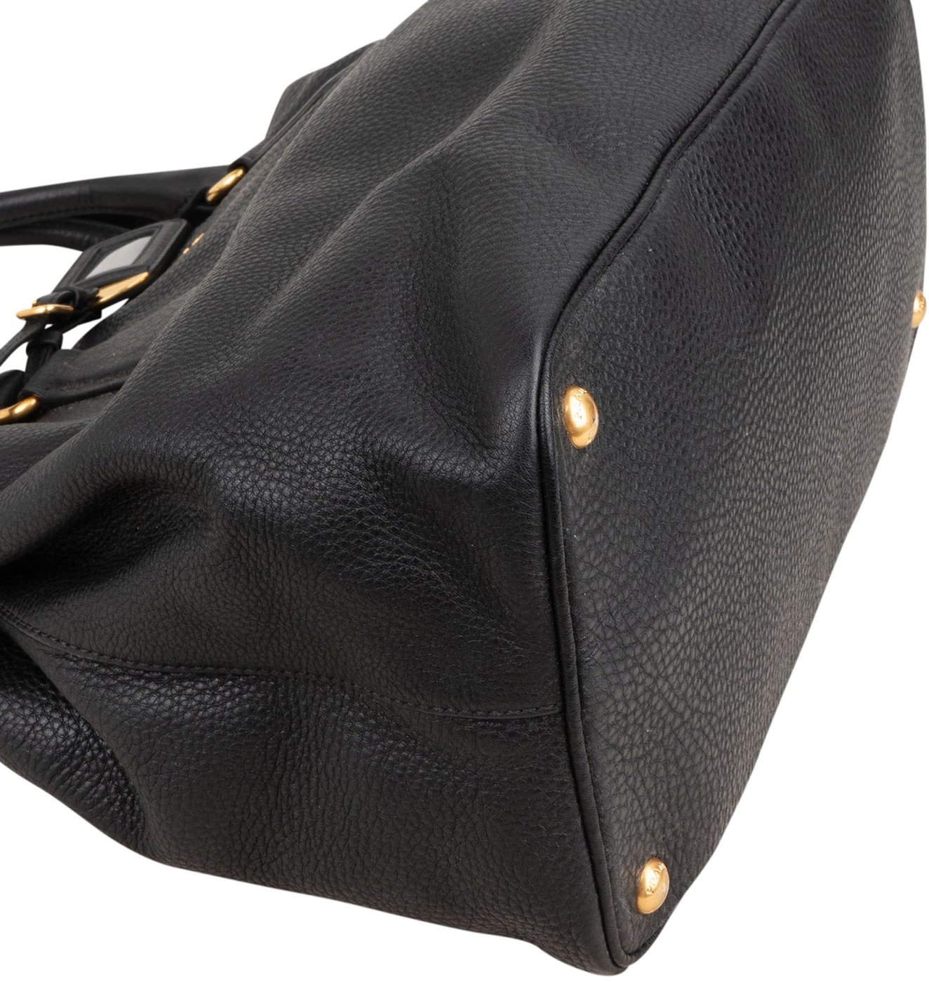 Prada Black Vitello Daino Leather Tote Handbag
