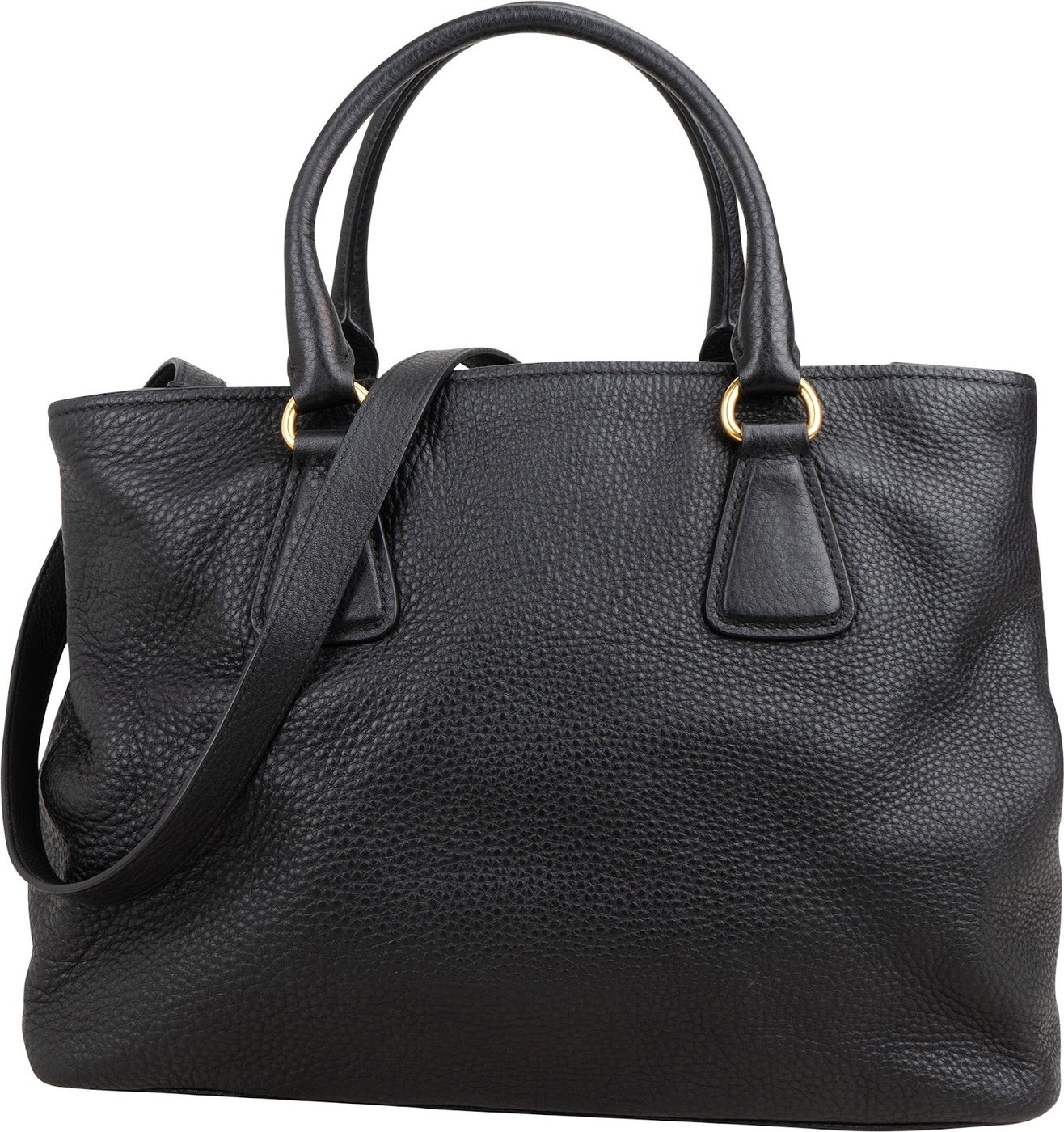 Prada Black Vitello Daino Leather Tote Handbag