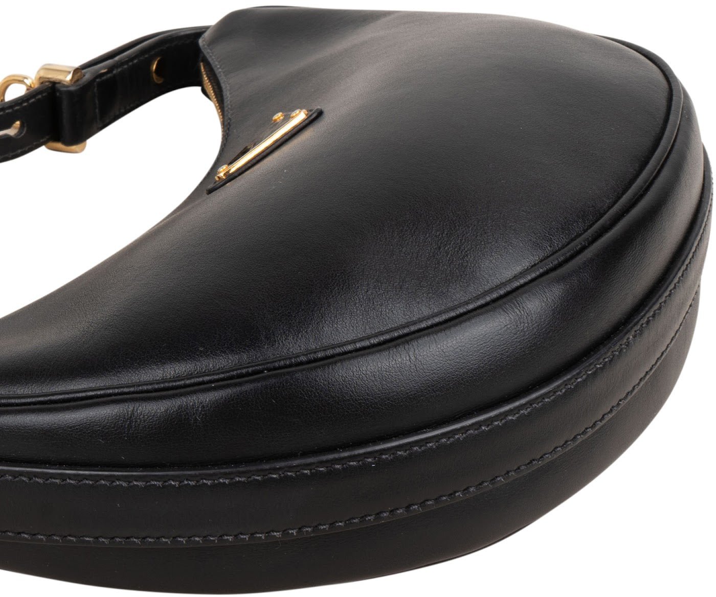 Prada Black Leather Triangle Arqué Shoulder Bag