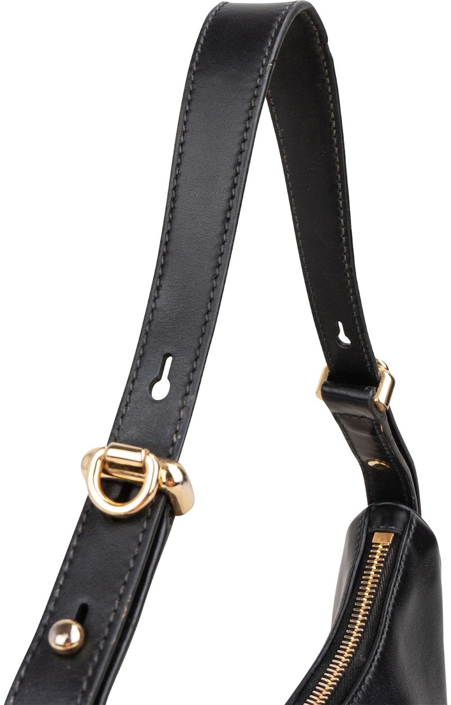 Prada Black Leather Triangle Arqué Shoulder Bag