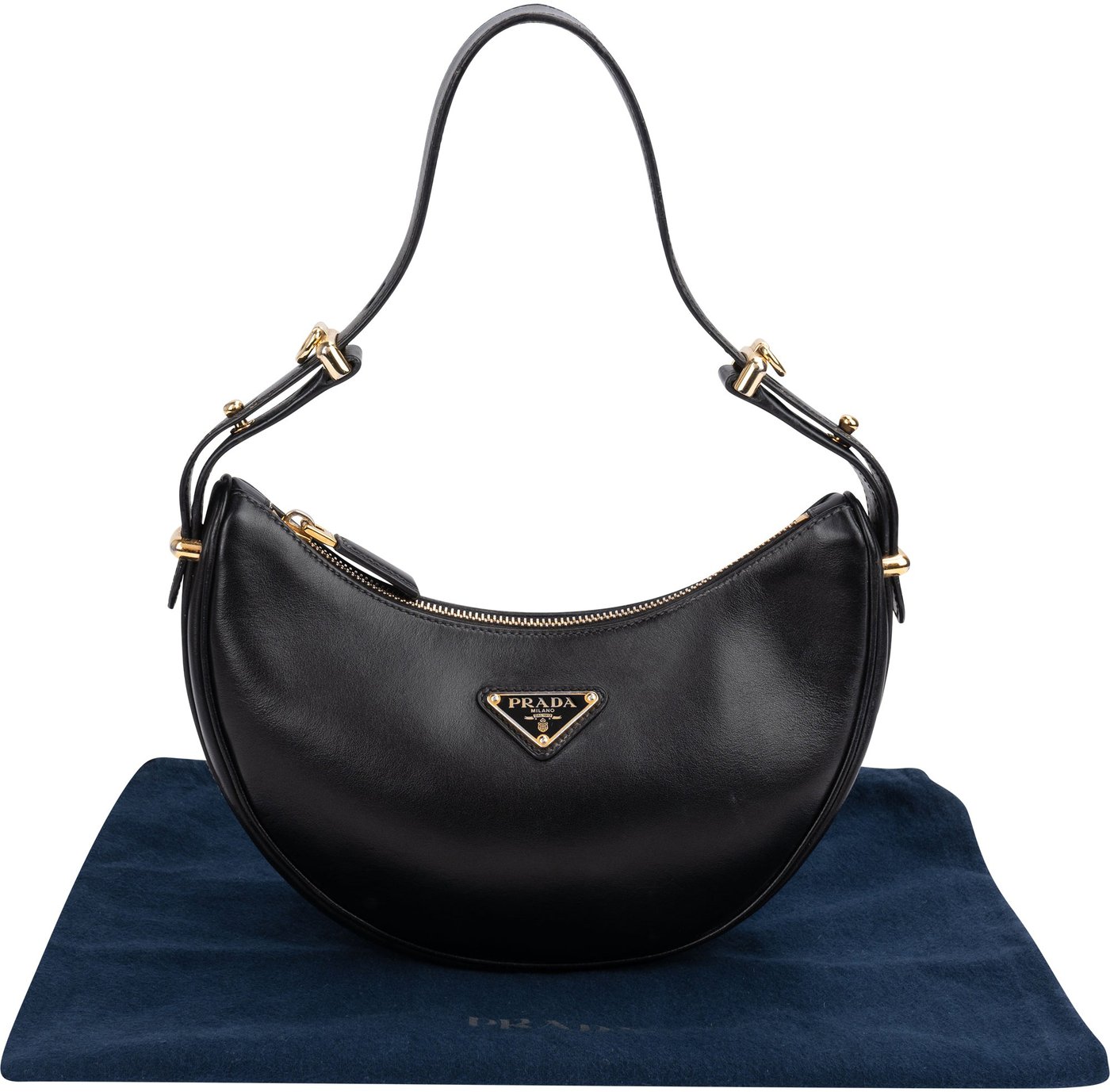 Prada Black Leather Triangle Arqué Shoulder Bag