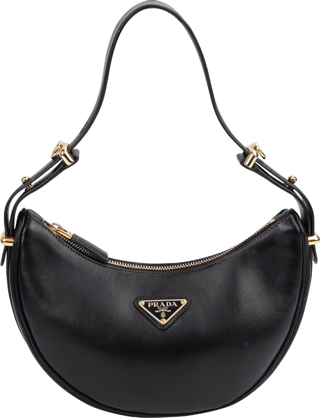 Prada Black Leather Triangle Arqué Shoulder Bag