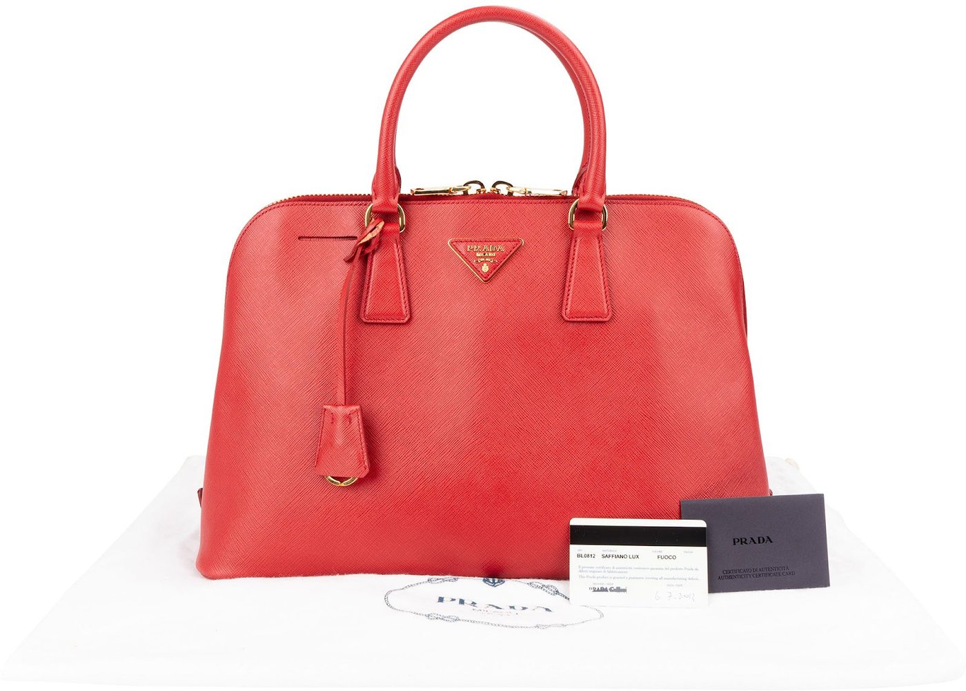 Prada Red Saffiano Leather Large Promenade Handbag