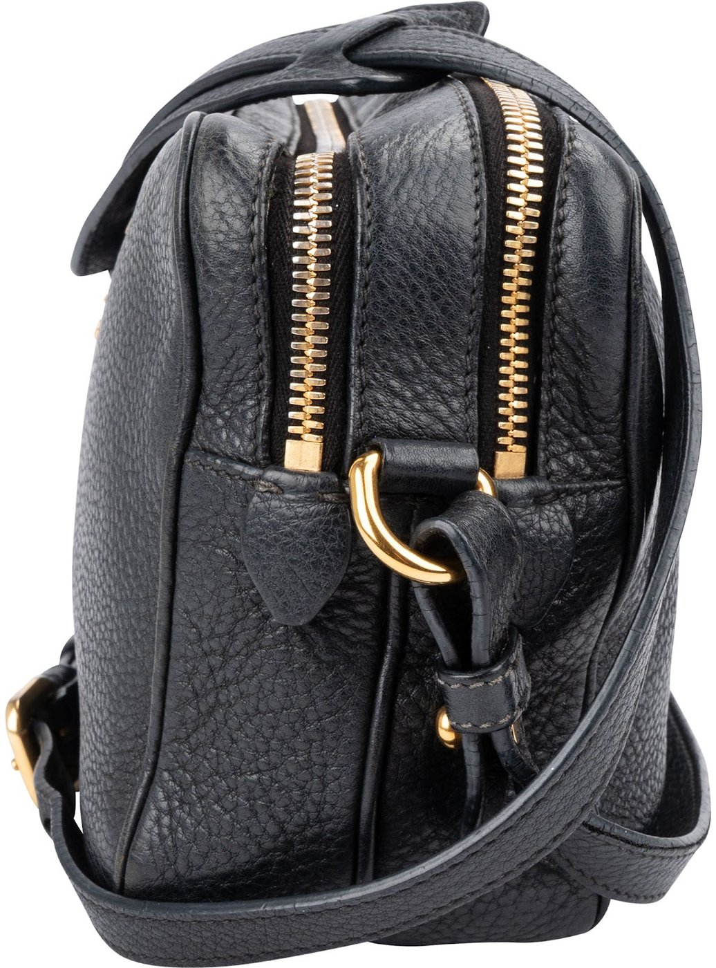 Prada Blue Vitello Daino Leather Camera Crossbody Bag