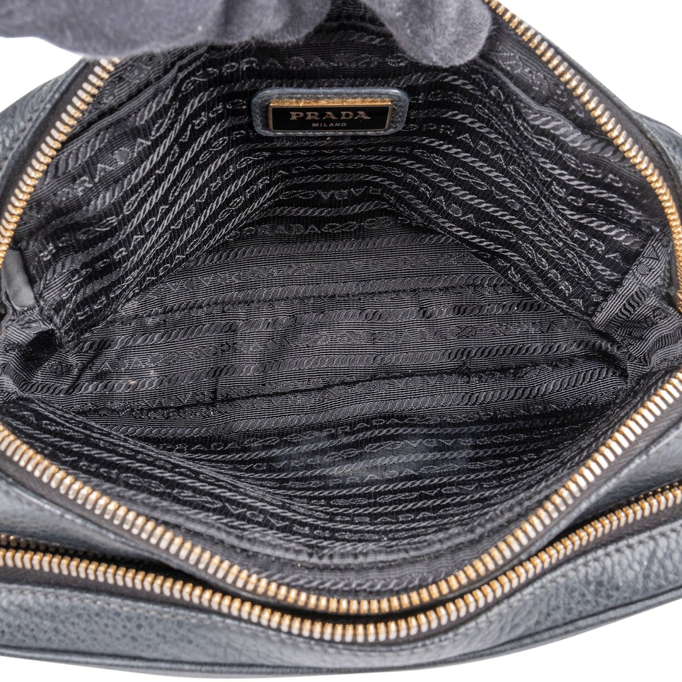 Prada Blue Vitello Daino Leather Camera Crossbody Bag