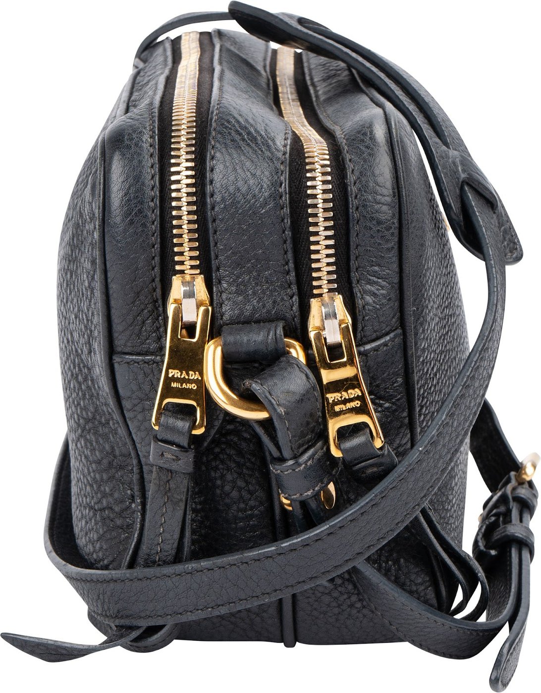 Prada Blue Vitello Daino Leather Camera Crossbody Bag