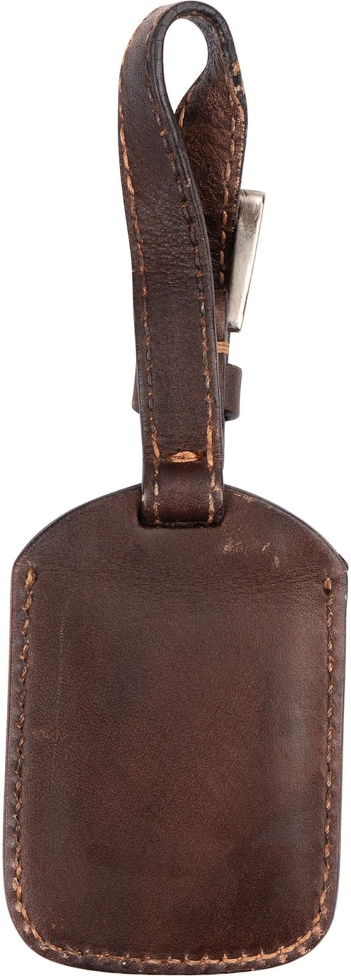 Prada Dark Brown Leather Small Luggage Tag Bag Charm