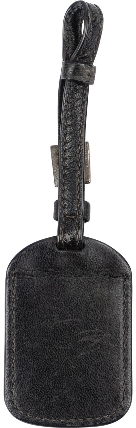 Prada Black Leather Small Luggage Tag Bag Charm