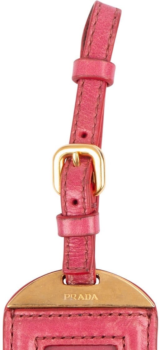 Prada Pink Leather Small Luggage Tag Bag Charm