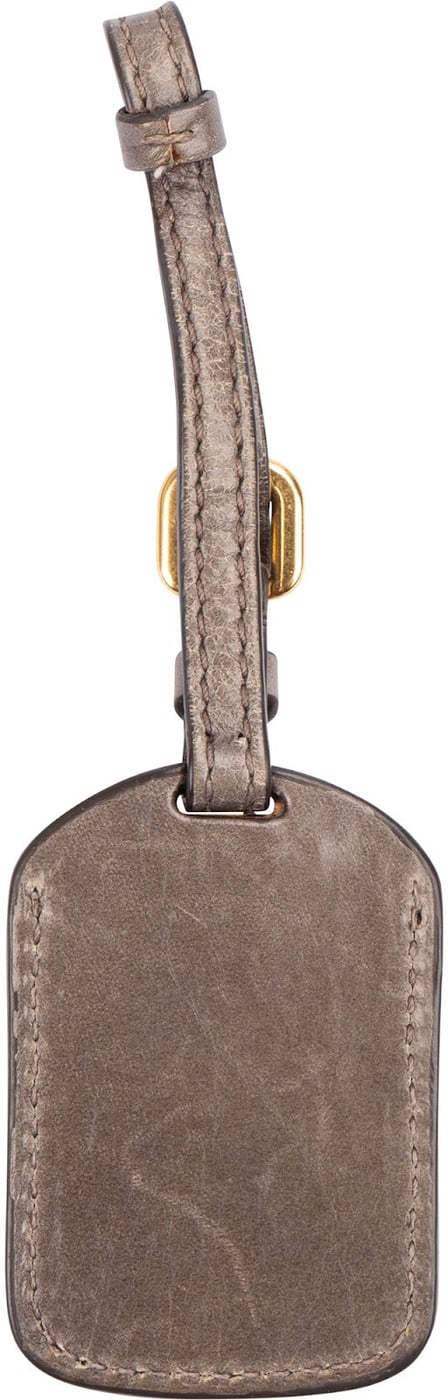 Prada Taupe Leather Small Luggage Tag Bag Charm