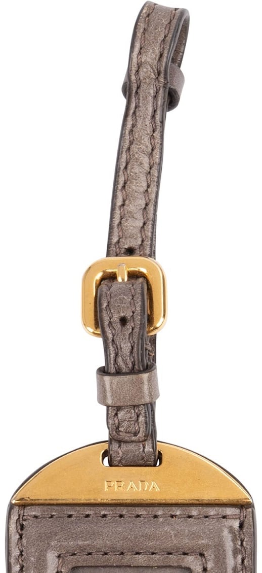 Prada Taupe Leather Small Luggage Tag Bag Charm
