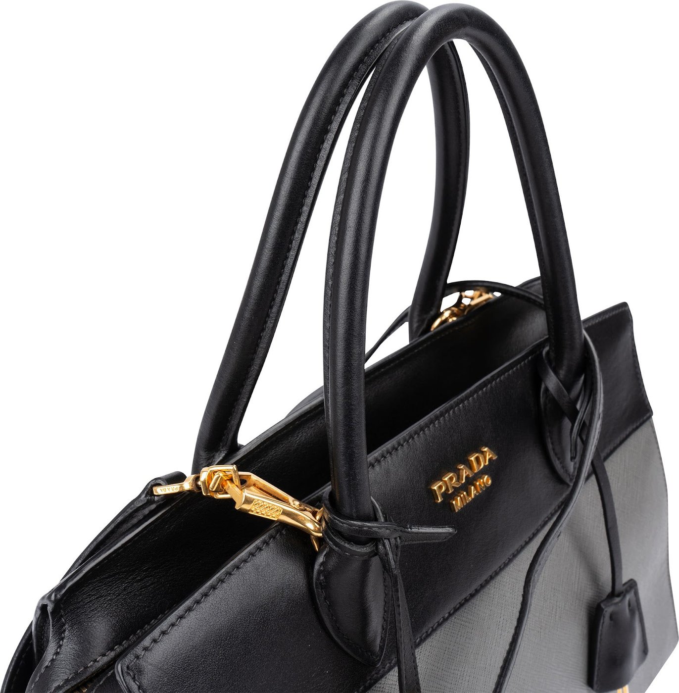 Prada Bicolor Saffiano Leather Esplanade Tote Handbag