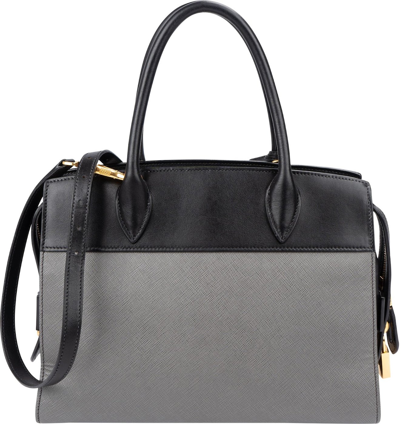 Prada Bicolor Saffiano Leather Esplanade Tote Handbag