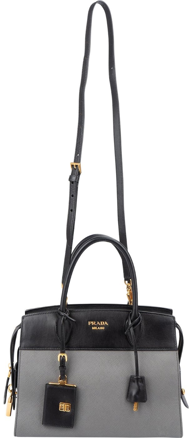 Prada Bicolor Saffiano Leather Esplanade Tote Handbag