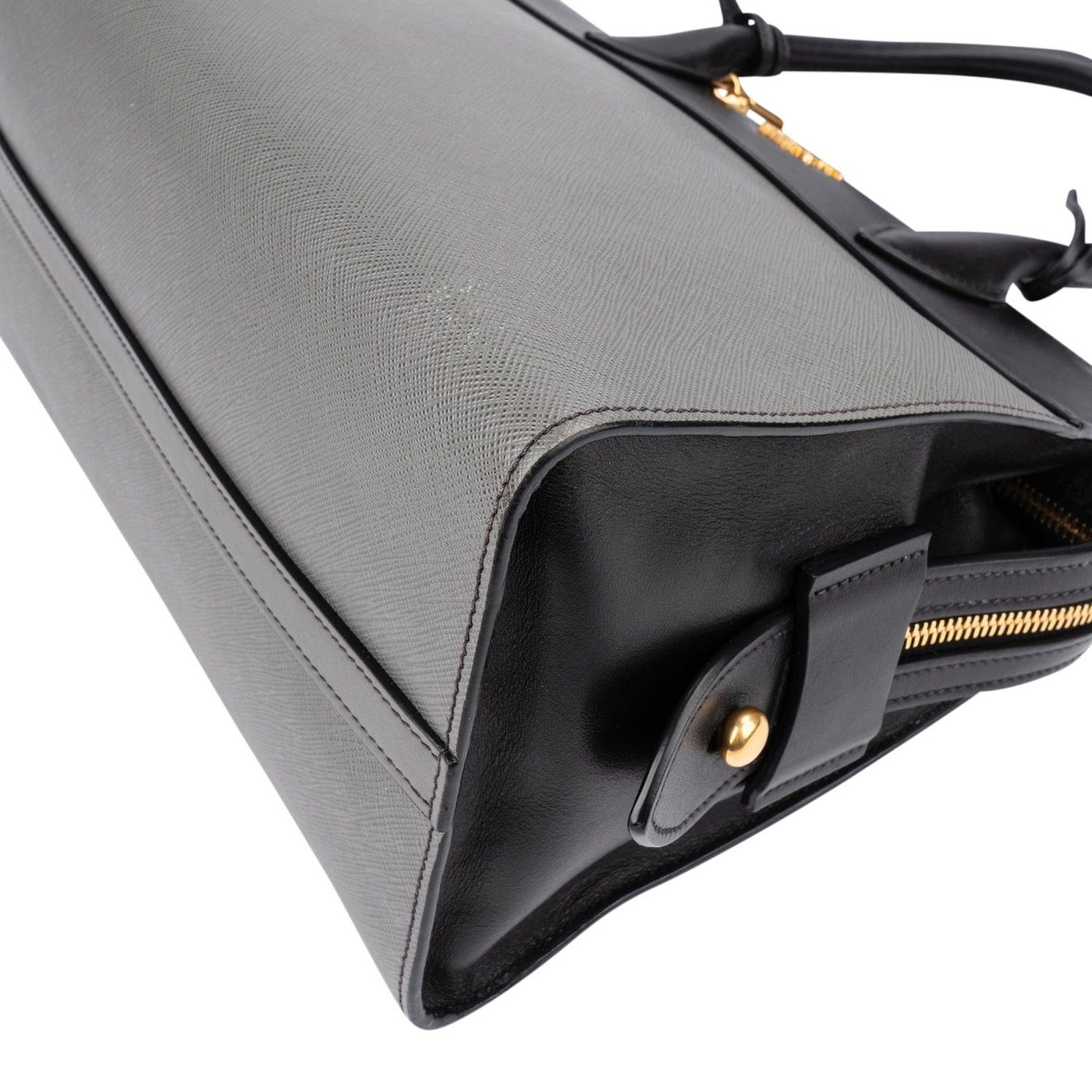 Prada Bicolor Saffiano Leather Esplanade Tote Handbag