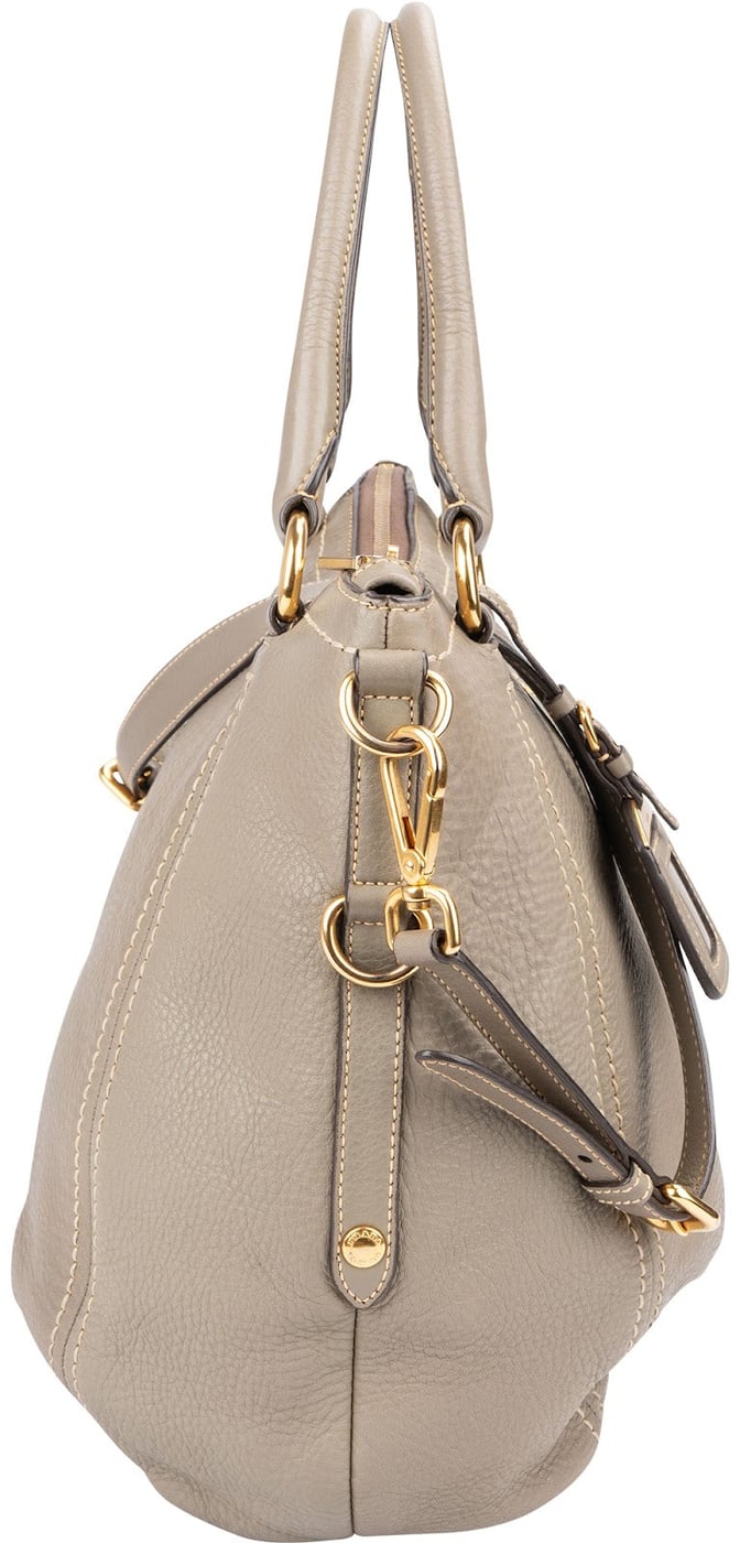 Prada Taupe Vitello Daino Leather Hobo Handbag