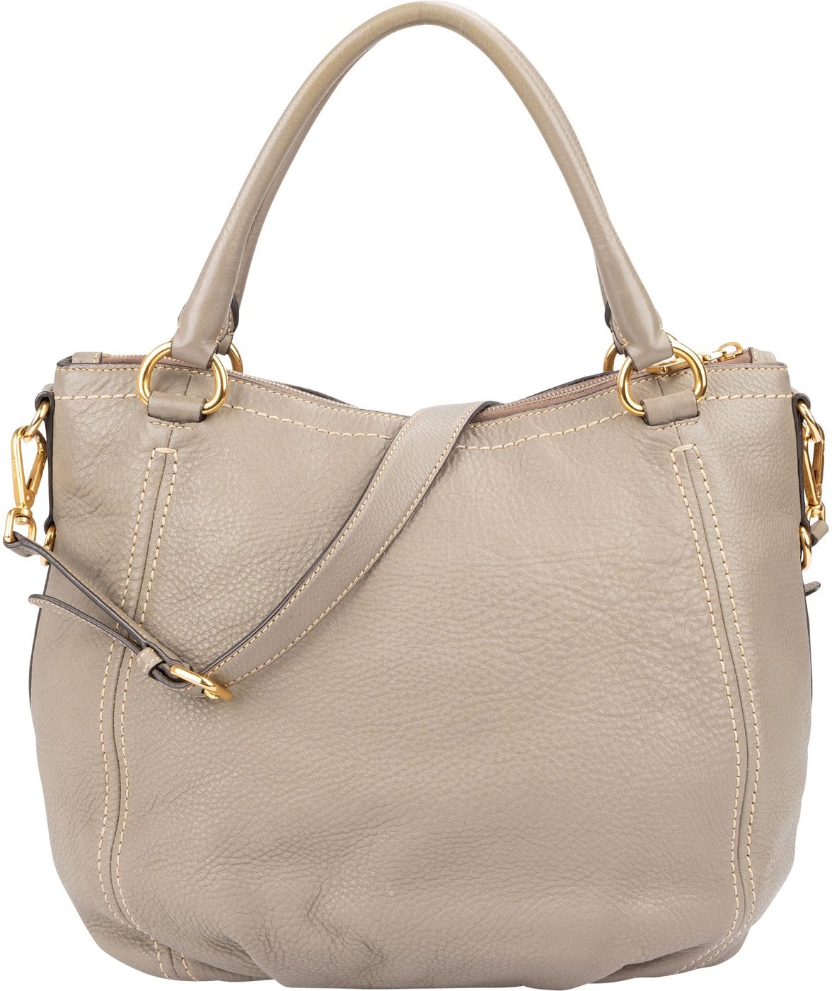 Prada Taupe Vitello Daino Leather Hobo Handbag