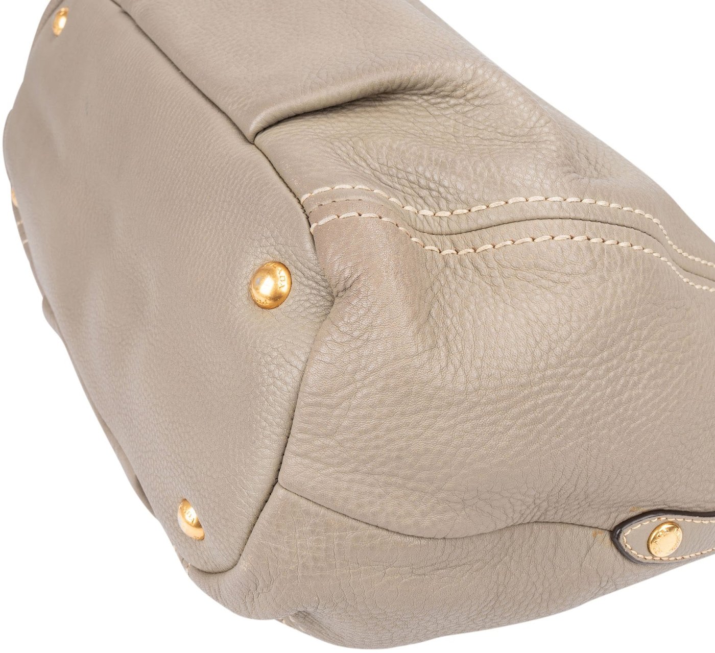 Prada Taupe Vitello Daino Leather Hobo Handbag