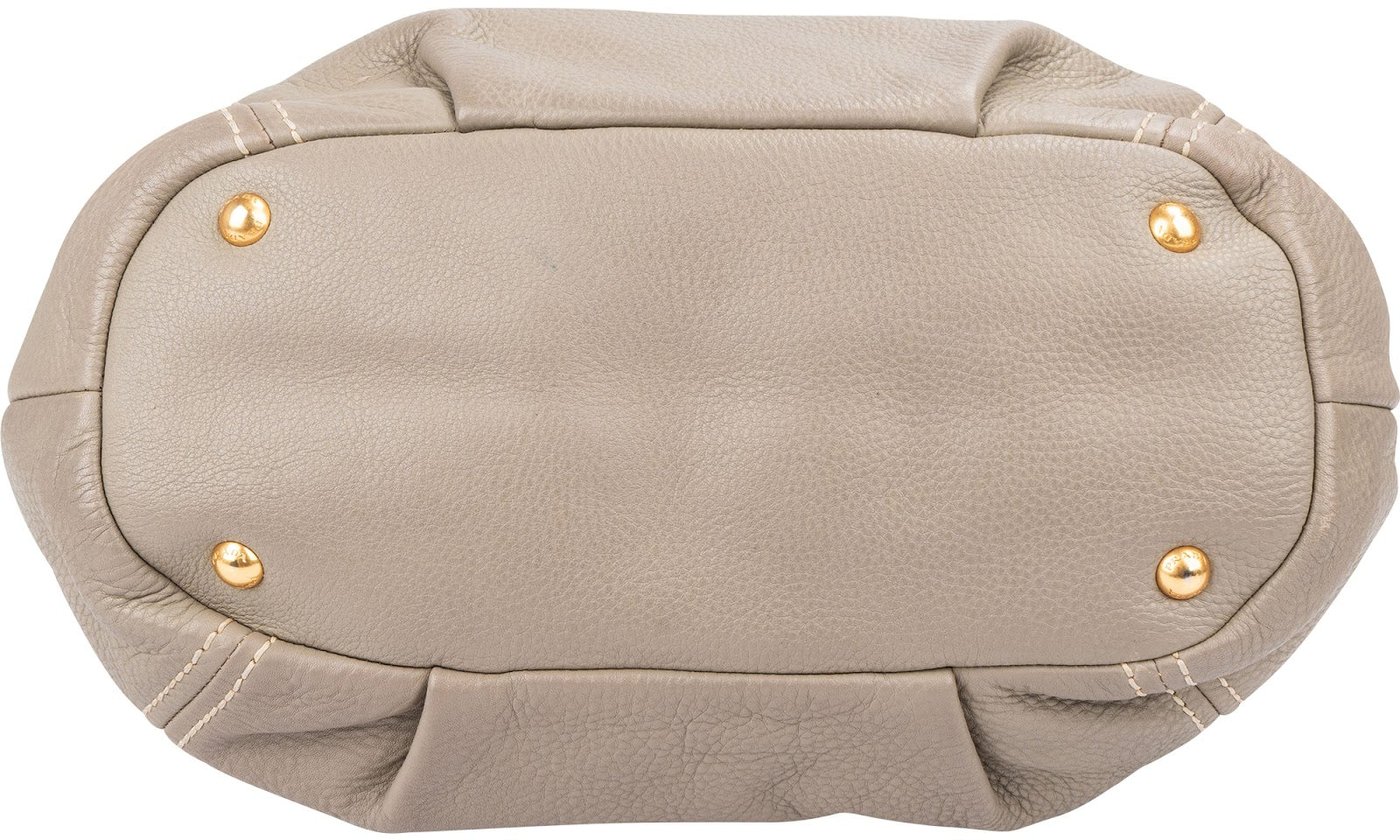 Prada Taupe Vitello Daino Leather Hobo Handbag