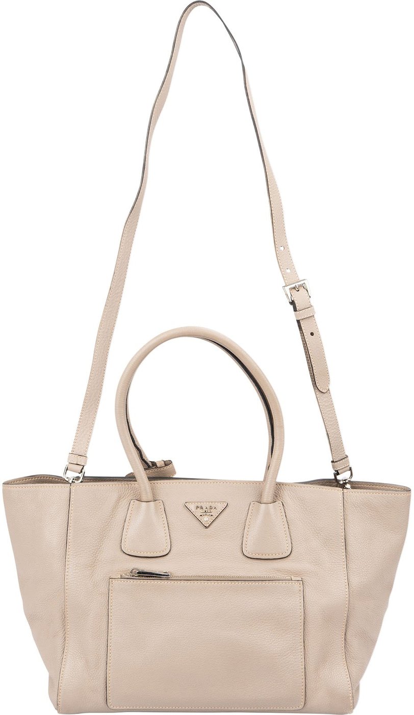 Prada Vitello Daino Leather Tote Luggage Handbag