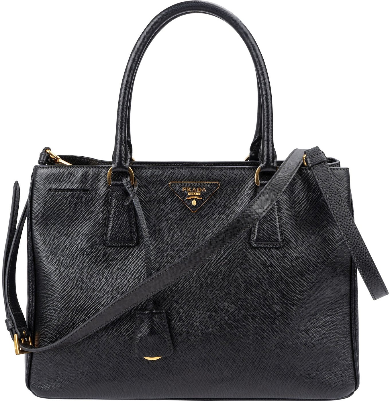 Prada Black Saffiano Leather Galleria Handbag